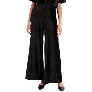 Banana Republic Wide Leg Crinkle Velvet Pants in Black | XS